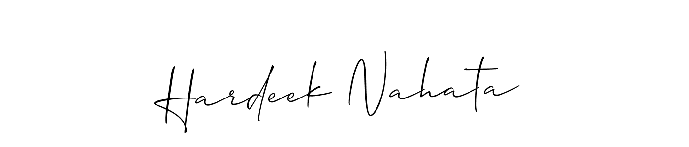 Create a beautiful signature design for name Hardeek Nahata. With this signature (Allison_Script) fonts, you can make a handwritten signature for free. Hardeek Nahata signature style 2 images and pictures png