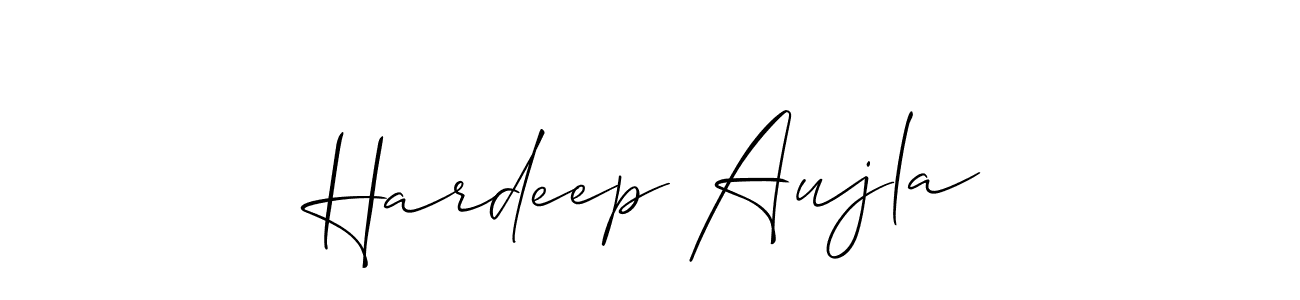 if you are searching for the best signature style for your name Hardeep Aujla. so please give up your signature search. here we have designed multiple signature styles  using Allison_Script. Hardeep Aujla signature style 2 images and pictures png