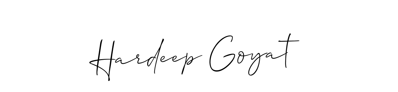 Make a beautiful signature design for name Hardeep Goyat. With this signature (Allison_Script) style, you can create a handwritten signature for free. Hardeep Goyat signature style 2 images and pictures png