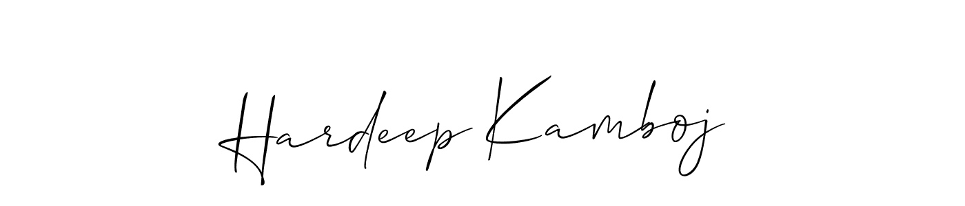 You should practise on your own different ways (Allison_Script) to write your name (Hardeep Kamboj) in signature. don't let someone else do it for you. Hardeep Kamboj signature style 2 images and pictures png