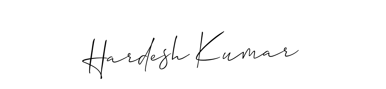 Allison_Script is a professional signature style that is perfect for those who want to add a touch of class to their signature. It is also a great choice for those who want to make their signature more unique. Get Hardesh Kumar name to fancy signature for free. Hardesh Kumar signature style 2 images and pictures png