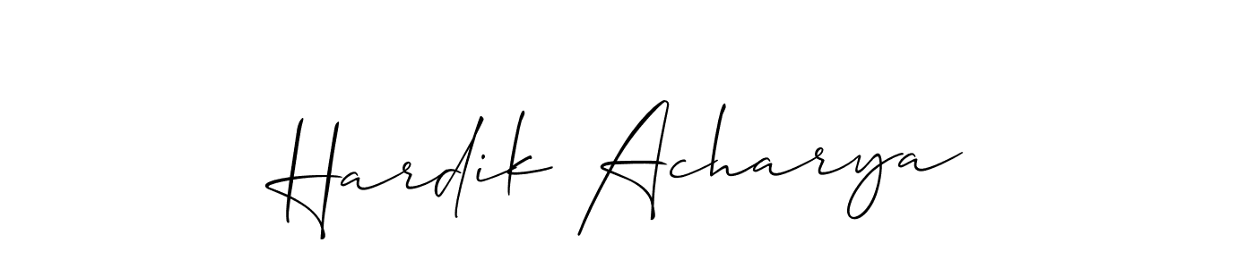 You should practise on your own different ways (Allison_Script) to write your name (Hardik Acharya) in signature. don't let someone else do it for you. Hardik Acharya signature style 2 images and pictures png