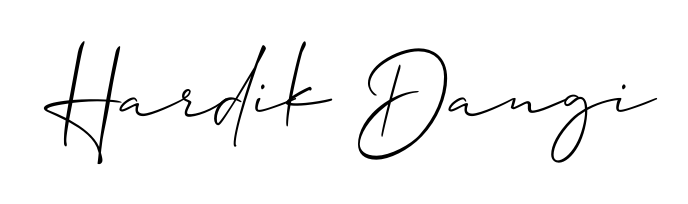 The Allison_Script typeface gives name Hardik Dangi a refined look. Suitable for certificates, diplomas, and official verification. Hardik Dangi signature style 2 images and pictures png