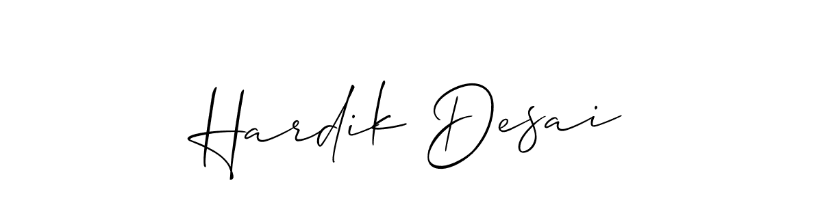 The best way (Allison_Script) to make a short signature is to pick only two or three words in your name. The name Hardik Desai include a total of six letters. For converting this name. Hardik Desai signature style 2 images and pictures png