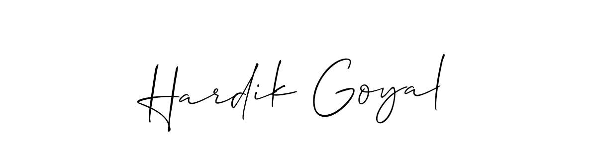 Also we have Hardik Goyal name is the best signature style. Create professional handwritten signature collection using Allison_Script autograph style. Hardik Goyal signature style 2 images and pictures png