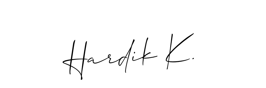 This is the best signature style for the Hardik K. name. Also you like these signature font (Allison_Script). Mix name signature. Hardik K. signature style 2 images and pictures png