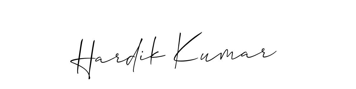 Allison_Script is a professional signature style that is perfect for those who want to add a touch of class to their signature. It is also a great choice for those who want to make their signature more unique. Get Hardik Kumar name to fancy signature for free. Hardik Kumar signature style 2 images and pictures png