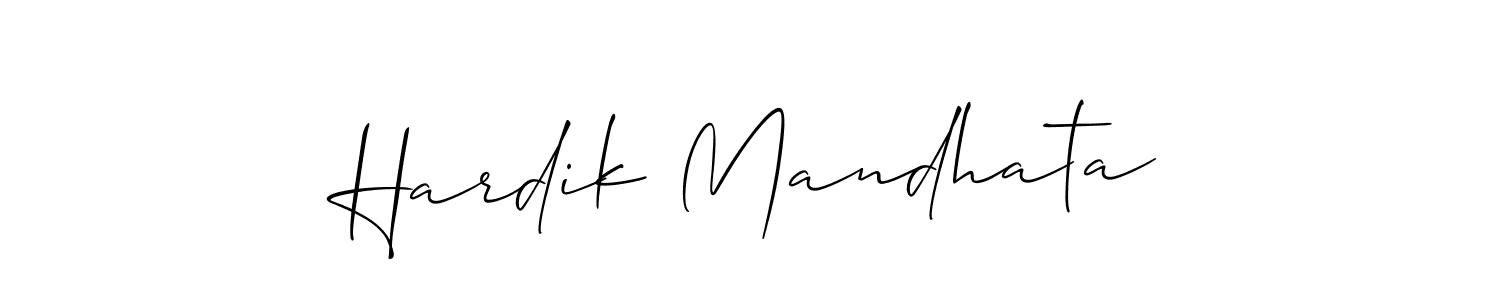 This is the best signature style for the Hardik Mandhata name. Also you like these signature font (Allison_Script). Mix name signature. Hardik Mandhata signature style 2 images and pictures png