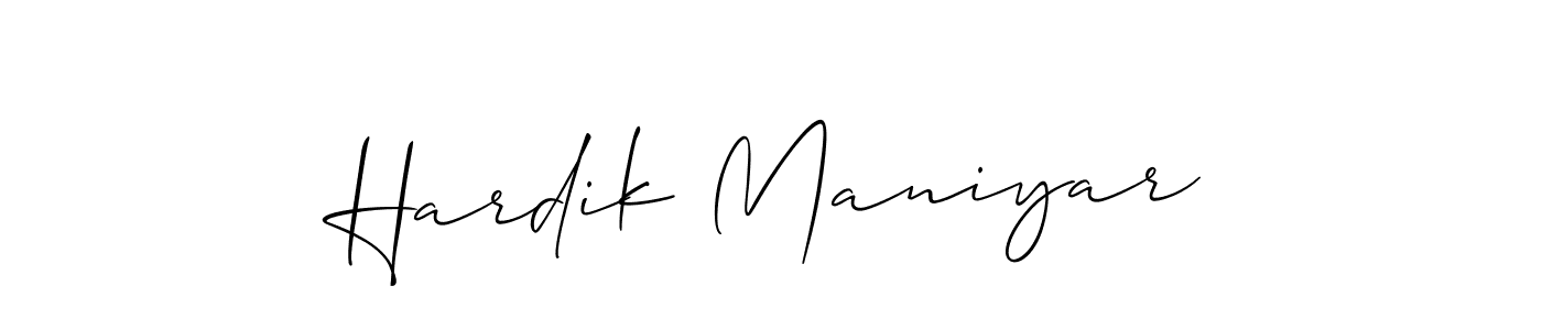 Use a signature maker to create a handwritten signature online. With this signature software, you can design (Allison_Script) your own signature for name Hardik Maniyar. Hardik Maniyar signature style 2 images and pictures png