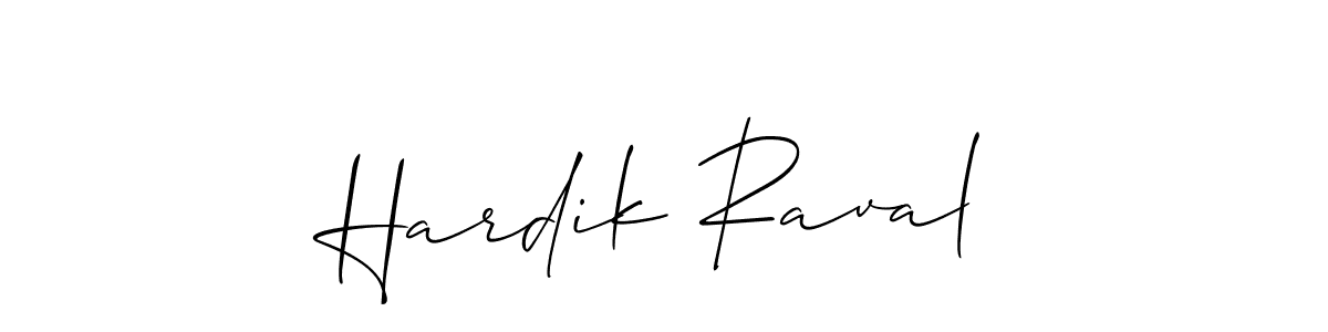 How to make Hardik Raval name signature. Use Allison_Script style for creating short signs online. This is the latest handwritten sign. Hardik Raval signature style 2 images and pictures png