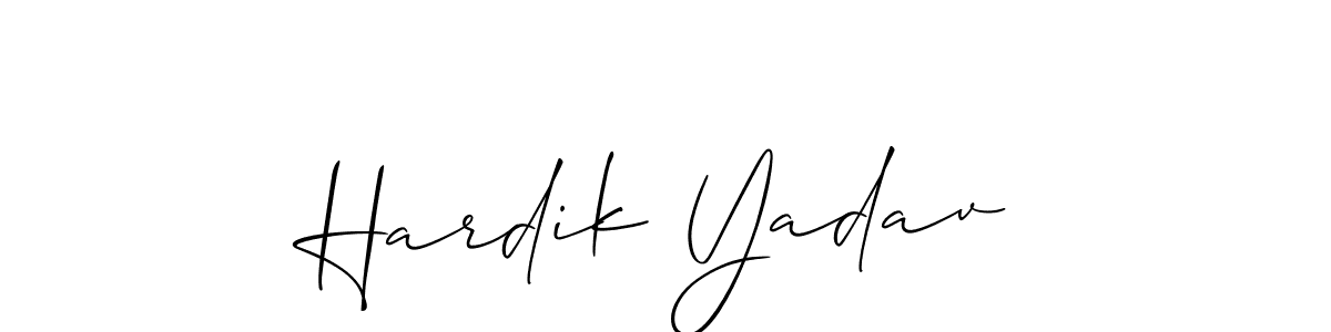 The best way (Allison_Script) to make a short signature is to pick only two or three words in your name. The name Hardik Yadav include a total of six letters. For converting this name. Hardik Yadav signature style 2 images and pictures png