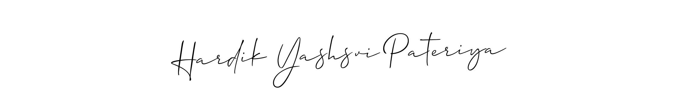 Make a short Hardik Yashsvi Pateriya signature style. Manage your documents anywhere anytime using Allison_Script. Create and add eSignatures, submit forms, share and send files easily. Hardik Yashsvi Pateriya signature style 2 images and pictures png