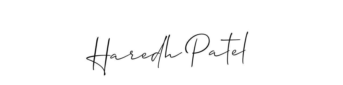 Use a signature maker to create a handwritten signature online. With this signature software, you can design (Allison_Script) your own signature for name Haredh Patel. Haredh Patel signature style 2 images and pictures png