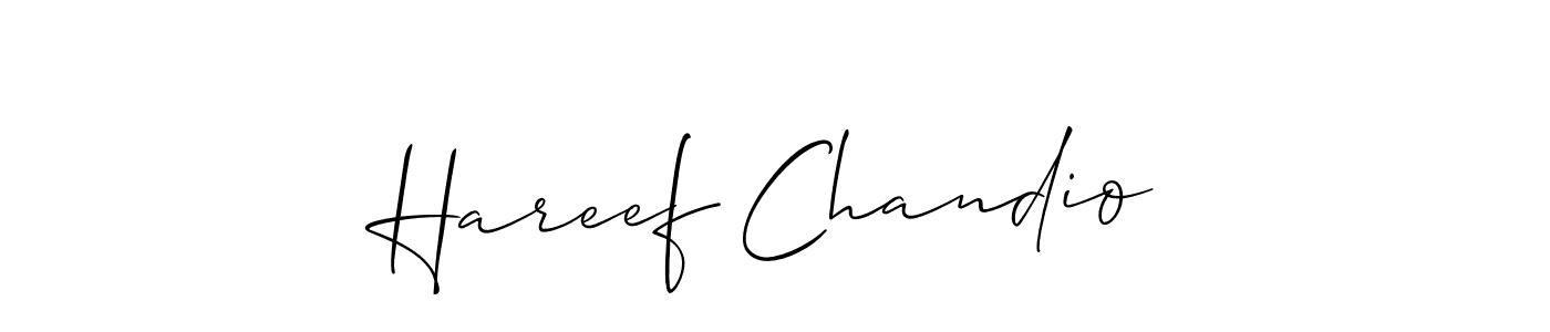 Use a signature maker to create a handwritten signature online. With this signature software, you can design (Allison_Script) your own signature for name Hareef Chandio. Hareef Chandio signature style 2 images and pictures png