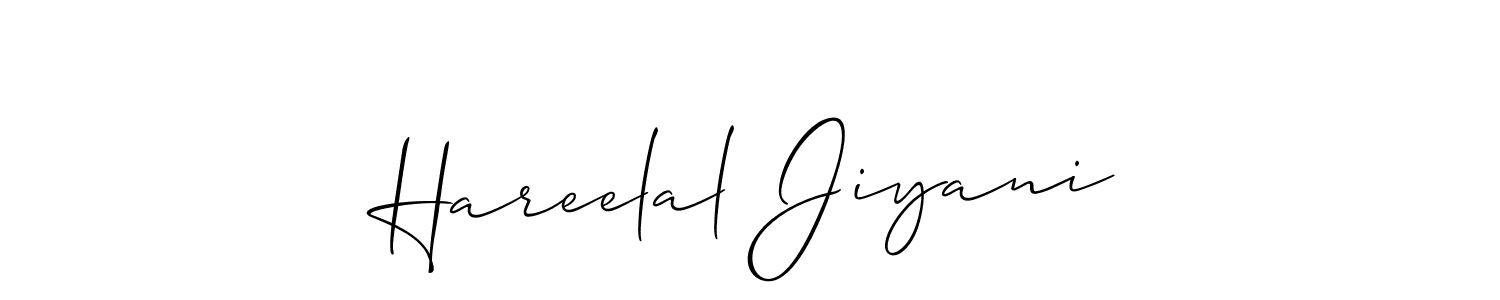 Make a beautiful signature design for name Hareelal Jiyani. With this signature (Allison_Script) style, you can create a handwritten signature for free. Hareelal Jiyani signature style 2 images and pictures png