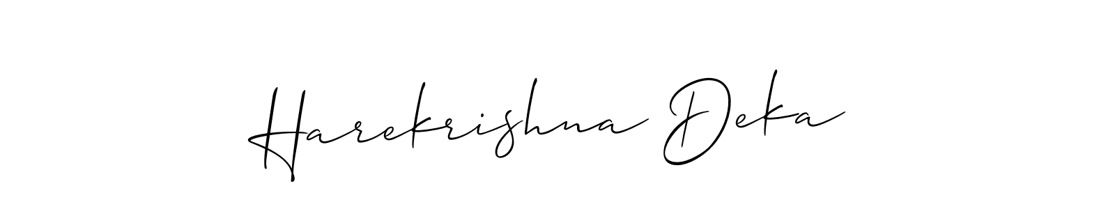 How to Draw Harekrishna Deka signature style? Allison_Script is a latest design signature styles for name Harekrishna Deka. Harekrishna Deka signature style 2 images and pictures png