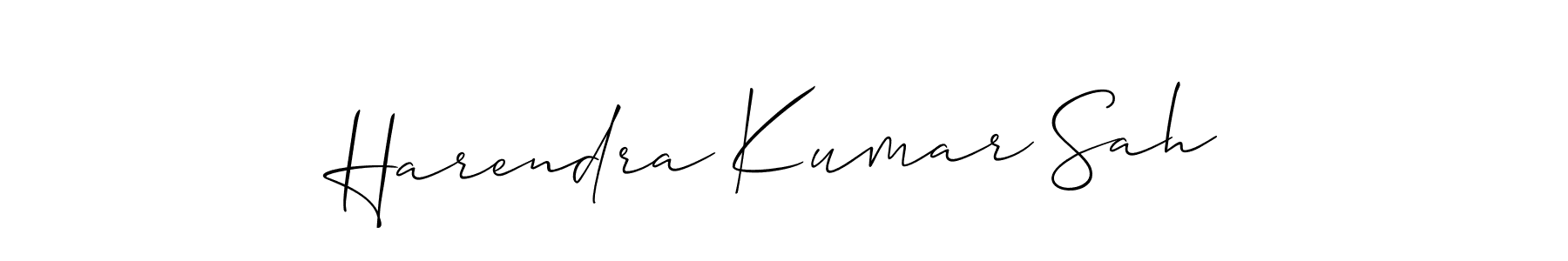 How to make Harendra Kumar Sah name signature. Use Allison_Script style for creating short signs online. This is the latest handwritten sign. Harendra Kumar Sah signature style 2 images and pictures png