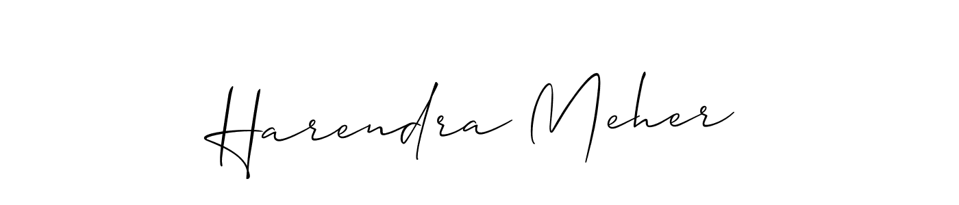 The best way (Allison_Script) to make a short signature is to pick only two or three words in your name. The name Harendra Meher include a total of six letters. For converting this name. Harendra Meher signature style 2 images and pictures png