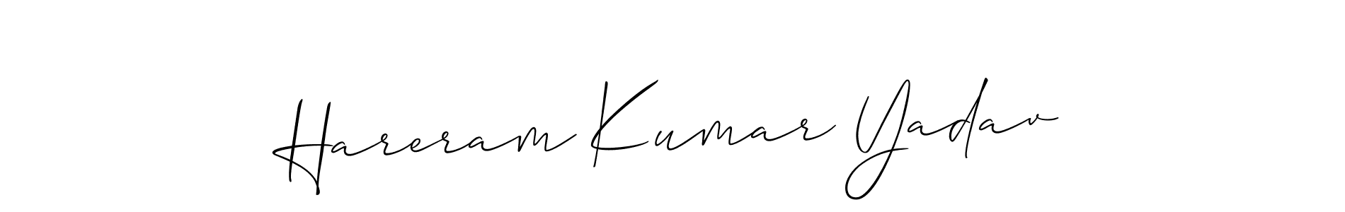 Allison_Script is a professional signature style that is perfect for those who want to add a touch of class to their signature. It is also a great choice for those who want to make their signature more unique. Get Hareram Kumar Yadav name to fancy signature for free. Hareram Kumar Yadav signature style 2 images and pictures png