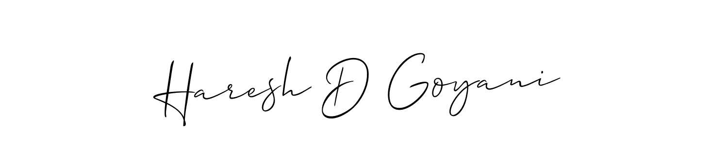 Allison_Script is a professional signature style that is perfect for those who want to add a touch of class to their signature. It is also a great choice for those who want to make their signature more unique. Get Haresh D Goyani name to fancy signature for free. Haresh D Goyani signature style 2 images and pictures png