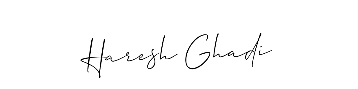 Make a beautiful signature design for name Haresh Ghadi. With this signature (Allison_Script) style, you can create a handwritten signature for free. Haresh Ghadi signature style 2 images and pictures png