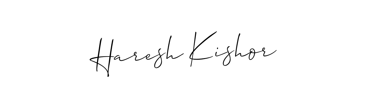 if you are searching for the best signature style for your name Haresh Kishor. so please give up your signature search. here we have designed multiple signature styles  using Allison_Script. Haresh Kishor signature style 2 images and pictures png