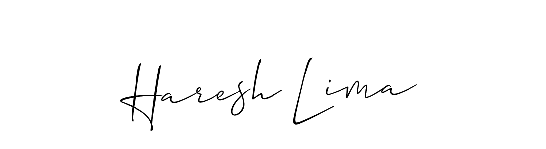 The best way (Allison_Script) to make a short signature is to pick only two or three words in your name. The name Haresh Lima include a total of six letters. For converting this name. Haresh Lima signature style 2 images and pictures png