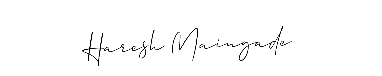 Use a signature maker to create a handwritten signature online. With this signature software, you can design (Allison_Script) your own signature for name Haresh Maingade. Haresh Maingade signature style 2 images and pictures png