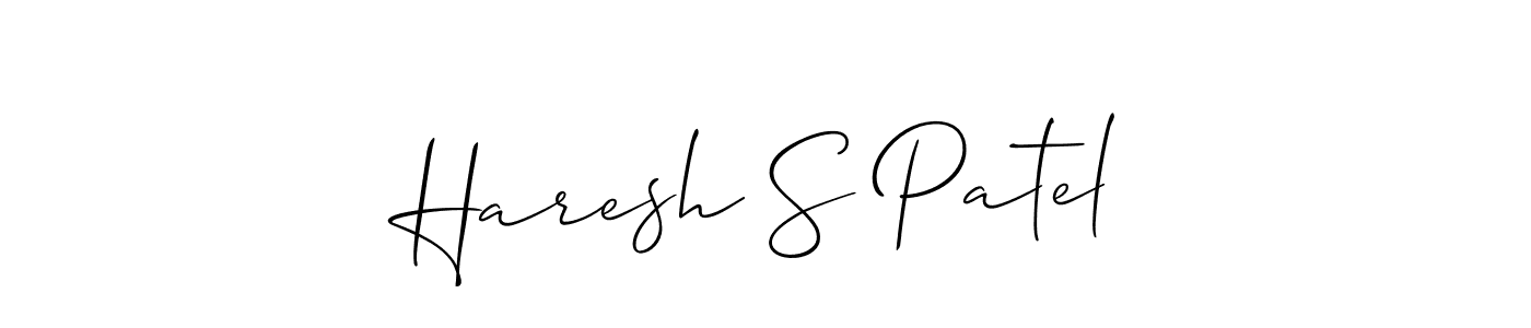 Also You can easily find your signature by using the search form. We will create Haresh S Patel name handwritten signature images for you free of cost using Allison_Script sign style. Haresh S Patel signature style 2 images and pictures png