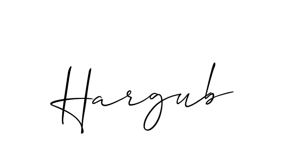 It looks lik you need a new signature style for name Hargub. Design unique handwritten (Allison_Script) signature with our free signature maker in just a few clicks. Hargub signature style 2 images and pictures png