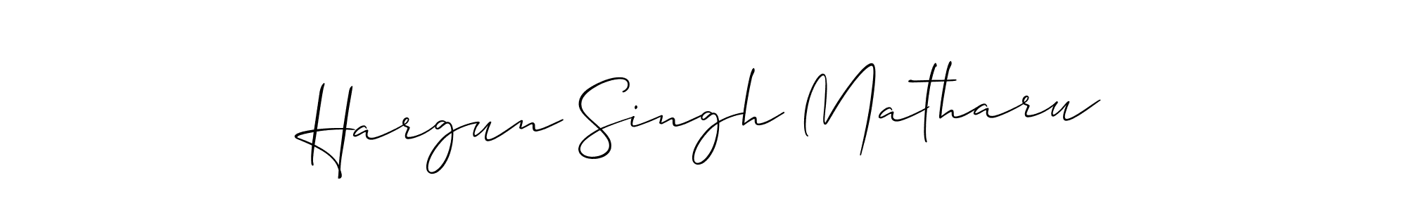 Create a beautiful signature design for name Hargun Singh Matharu. With this signature (Allison_Script) fonts, you can make a handwritten signature for free. Hargun Singh Matharu signature style 2 images and pictures png
