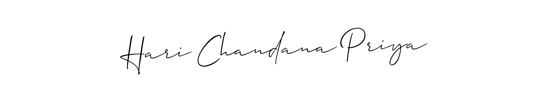 It looks lik you need a new signature style for name Hari Chandana Priya. Design unique handwritten (Allison_Script) signature with our free signature maker in just a few clicks. Hari Chandana Priya signature style 2 images and pictures png
