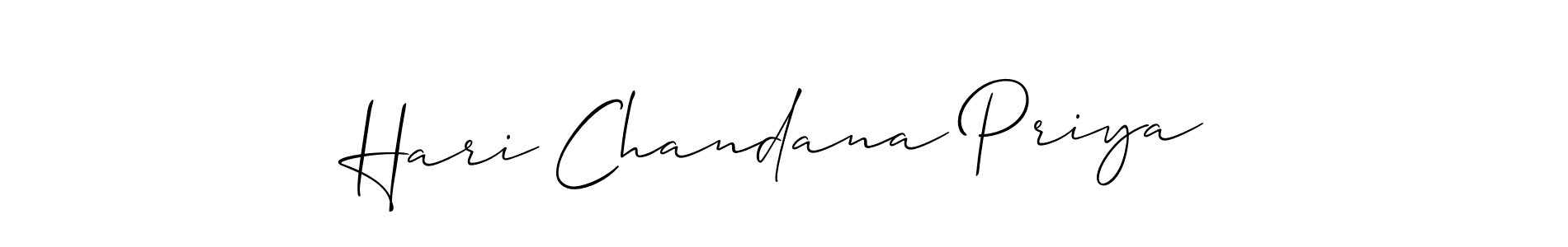 Make a short Hari Chandana Priya signature style. Manage your documents anywhere anytime using Allison_Script. Create and add eSignatures, submit forms, share and send files easily. Hari Chandana Priya signature style 2 images and pictures png