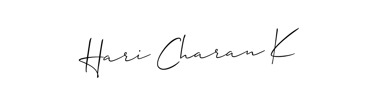 How to make Hari Charan K signature? Allison_Script is a professional autograph style. Create handwritten signature for Hari Charan K name. Hari Charan K signature style 2 images and pictures png