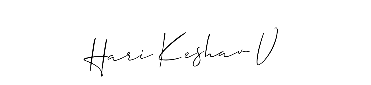 Create a beautiful signature design for name Hari Keshav V. With this signature (Allison_Script) fonts, you can make a handwritten signature for free. Hari Keshav V signature style 2 images and pictures png