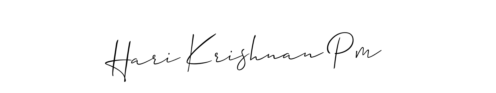 Create a beautiful signature design for name Hari Krishnan Pm. With this signature (Allison_Script) fonts, you can make a handwritten signature for free. Hari Krishnan Pm signature style 2 images and pictures png