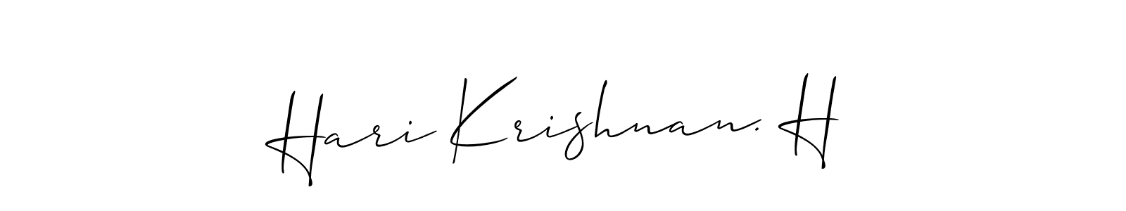 The best way (Allison_Script) to make a short signature is to pick only two or three words in your name. The name Hari Krishnan. H include a total of six letters. For converting this name. Hari Krishnan. H signature style 2 images and pictures png