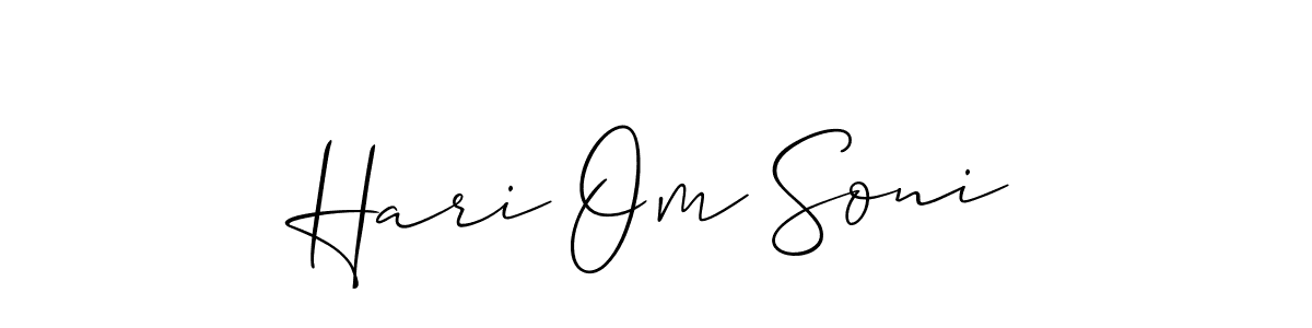 This is the best signature style for the Hari Om Soni name. Also you like these signature font (Allison_Script). Mix name signature. Hari Om Soni signature style 2 images and pictures png