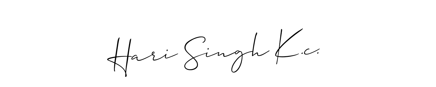 Make a short Hari Singh K.c. signature style. Manage your documents anywhere anytime using Allison_Script. Create and add eSignatures, submit forms, share and send files easily. Hari Singh K.c. signature style 2 images and pictures png