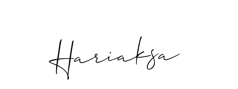 Use a signature maker to create a handwritten signature online. With this signature software, you can design (Allison_Script) your own signature for name Hariaksa. Hariaksa signature style 2 images and pictures png