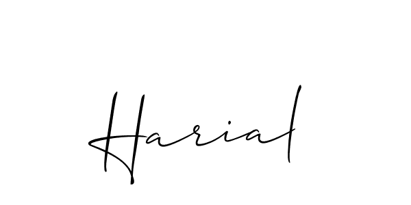 Design your own signature with our free online signature maker. With this signature software, you can create a handwritten (Allison_Script) signature for name Harial. Harial signature style 2 images and pictures png