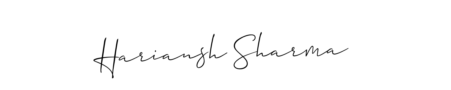Also You can easily find your signature by using the search form. We will create Hariansh Sharma name handwritten signature images for you free of cost using Allison_Script sign style. Hariansh Sharma signature style 2 images and pictures png