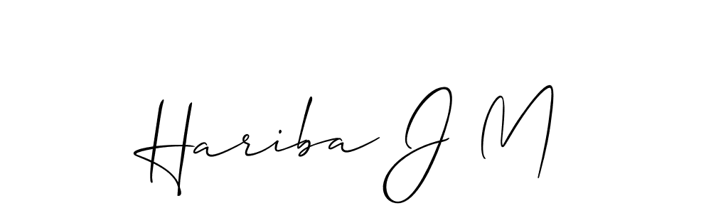 Design your own signature with our free online signature maker. With this signature software, you can create a handwritten (Allison_Script) signature for name Hariba J M. Hariba J M signature style 2 images and pictures png