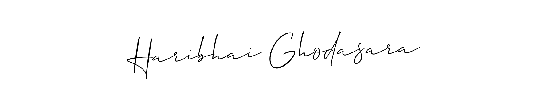 Use a signature maker to create a handwritten signature online. With this signature software, you can design (Allison_Script) your own signature for name Haribhai Ghodasara. Haribhai Ghodasara signature style 2 images and pictures png