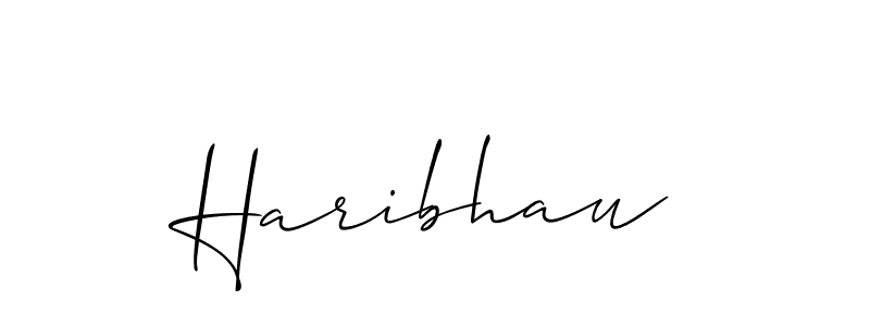 Design your own signature with our free online signature maker. With this signature software, you can create a handwritten (Allison_Script) signature for name Haribhau. Haribhau signature style 2 images and pictures png