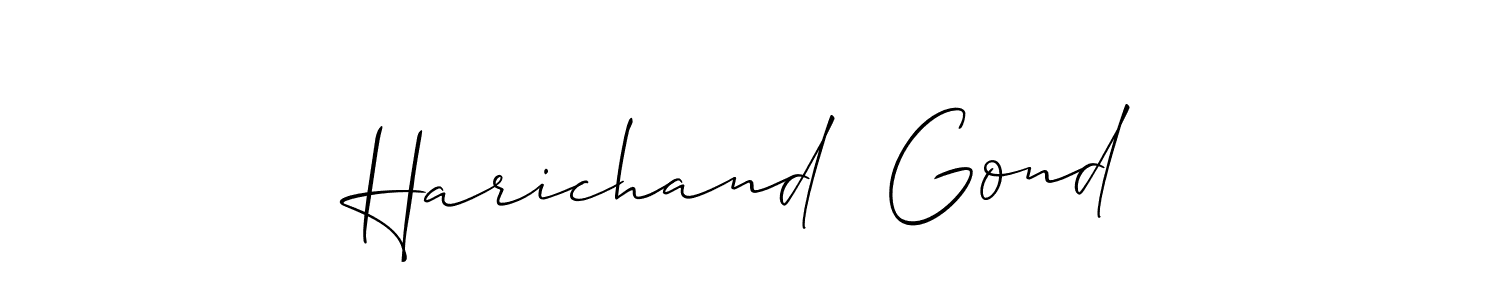 Similarly Allison_Script is the best handwritten signature design. Signature creator online .You can use it as an online autograph creator for name Harichand  Gond. Harichand  Gond signature style 2 images and pictures png