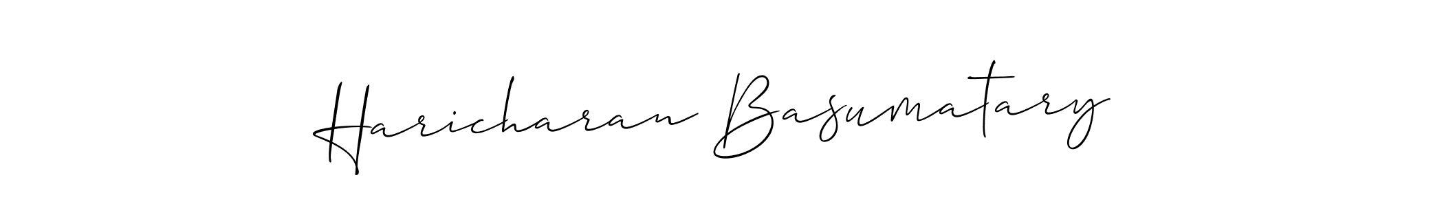 Allison_Script is a professional signature style that is perfect for those who want to add a touch of class to their signature. It is also a great choice for those who want to make their signature more unique. Get Haricharan Basumatary name to fancy signature for free. Haricharan Basumatary signature style 2 images and pictures png