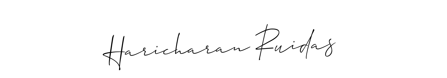 How to make Haricharan Ruidas signature? Allison_Script is a professional autograph style. Create handwritten signature for Haricharan Ruidas name. Haricharan Ruidas signature style 2 images and pictures png