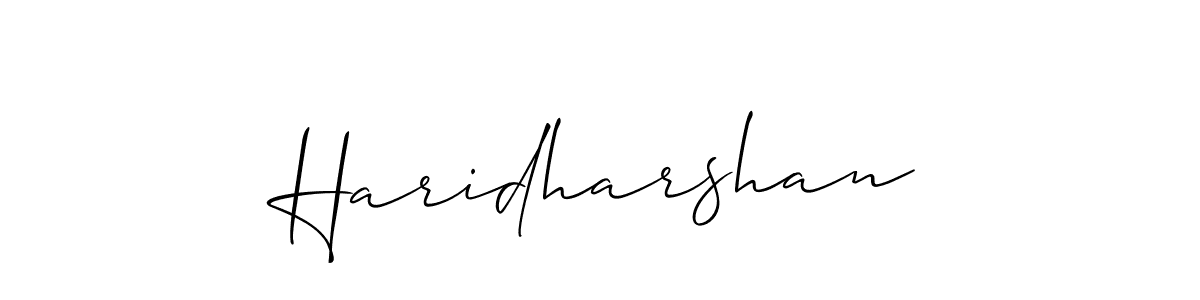 Use a signature maker to create a handwritten signature online. With this signature software, you can design (Allison_Script) your own signature for name Haridharshan. Haridharshan signature style 2 images and pictures png