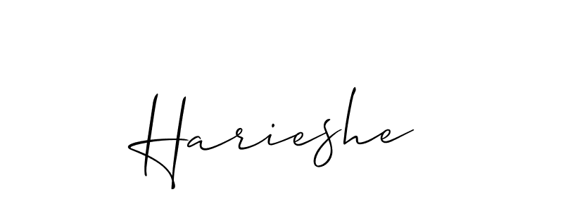 It looks lik you need a new signature style for name Harieshe. Design unique handwritten (Allison_Script) signature with our free signature maker in just a few clicks. Harieshe signature style 2 images and pictures png